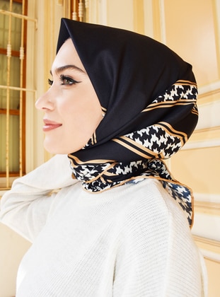 Gold - Black - Printed - Scarf - Mapolien