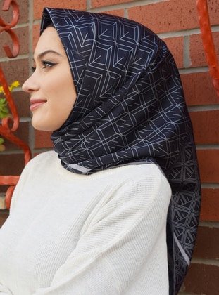 Gray - Black - Printed - Scarf - Mapolien