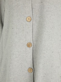 Gray - Unlined - V neck Collar - Coat