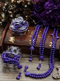 Rose Scented Rosary Tasbih Purple (Heart Embroidered)