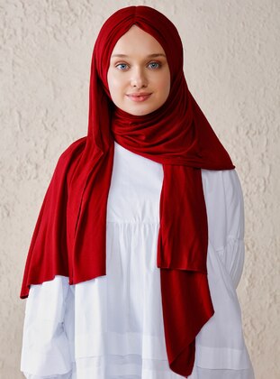 Maroon - Plain - Instant Scarf - ŞALESS