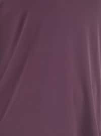 Purple - Crew neck - Plus Size Tunic
