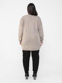Plus Size Pocket Detailed Sweater Tunic Mink