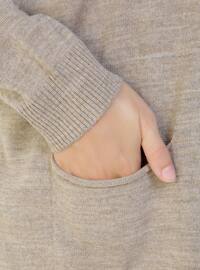 Plus Size Pocket Detailed Sweater Tunic Mink