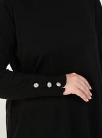Black - Crew neck - Plus Size Knit Tunics