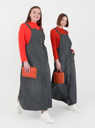 Gray - Denim - Skirt Overalls - Neways