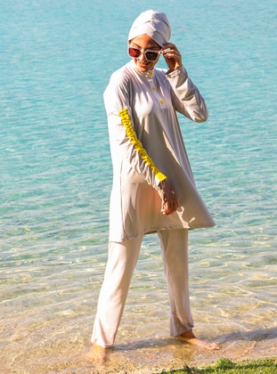 Gray - Multi - Full Coverage Swimsuit Burkini - Marina Mayo
