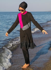 Black - Multi - Full Coverage Swimsuit Burkini