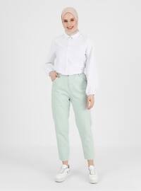 Sea-green - Denim - Cotton - Pants