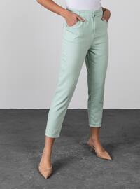 Sea-green - Denim - Cotton - Pants