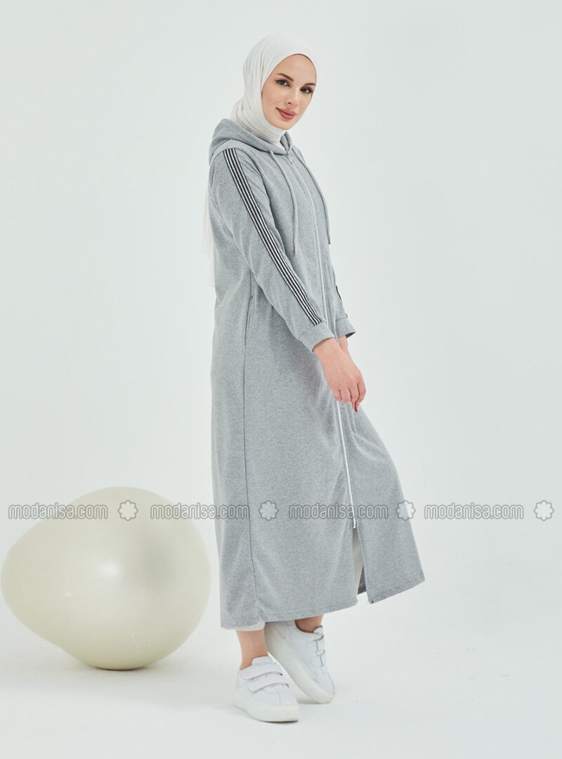 Gray - Cotton - Abaya - Topless