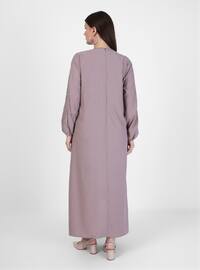 Lilac - - Unlined - V neck Collar - Plus Size Dress
