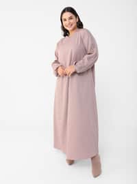 Lilac - - Unlined - V neck Collar - Plus Size Dress