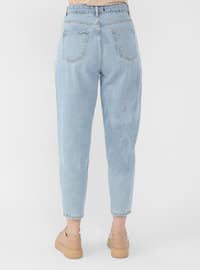 Blue - Denim - Cotton - Pants
