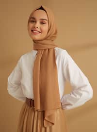 Silvery Crepe Jazz Shawl Milky Coffee Color