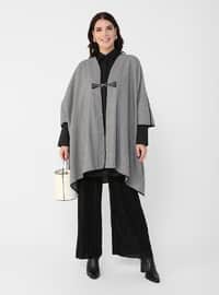 Gray - Black - Multi - Unlined - Plus Size Overcoat