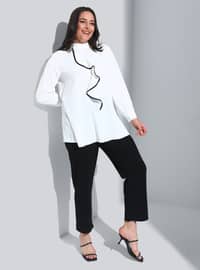 Oversized Tunic With Piping Detail Ecru