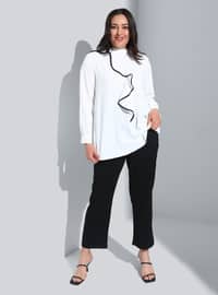 Oversized Tunic With Piping Detail Ecru