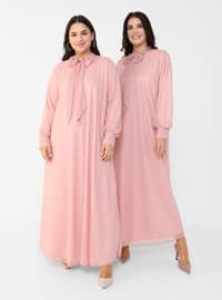 Powder - Fully Lined - Crew neck - Modest Plus Size Evening Dress