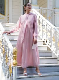 Powder - Fully Lined - Crew neck - Modest Plus Size Evening Dress