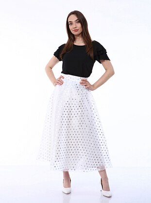 Silver tone - Polka Dot - Fully Lined - Skirt