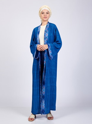 Blue - Multi - Unlined - Kimono