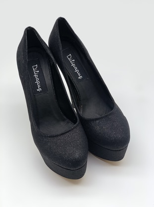 Black - High Heel - Evening Shoes - Dilipapuç