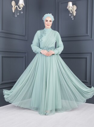 Mint - Fully Lined - Polo neck - Modest Evening Dress - Sew&Design