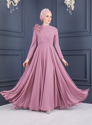 Dusty Rose - Dusty Rose - Fully Lined - Polo neck - Modest Evening Dress - Sew&Design