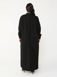 أسود - نسيج غير مبطن - قبة بارزة - فستان مقاس كبير
