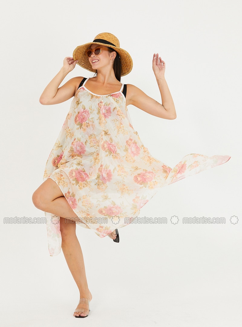 Unlined - Multi - Cream - Beach Dress