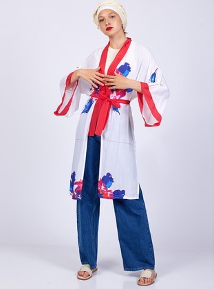 Unlined - Multi - Red - Kimono - Meryem Acar