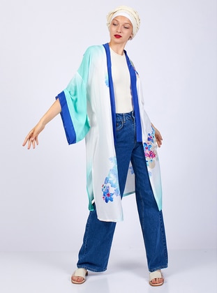 Unlined - Multi - Turquoise - Kimono