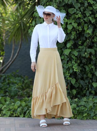 Mustard - Gingham - Unlined - Skirt