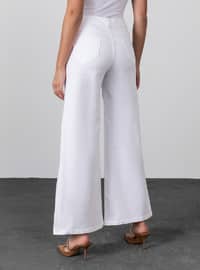 White - Denim - Cotton - Denim Trousers