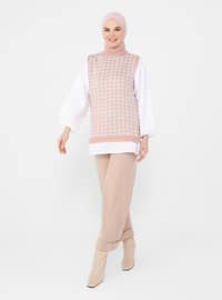 Powder - - Houndstooth - Polo neck - Unlined - Knit Tunics