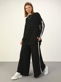 Natural Fabric Tunic & Pants Co-Ord Black
