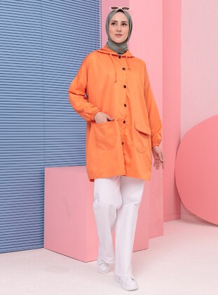 Orange - Unlined - Trench Coat - Tofisa