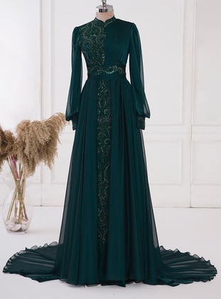 Fully Lined - Emerald - Crew neck - Evening Dresses - LARACHE