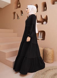Modest Dress With Pocket Details Black