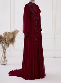 Fully Lined - Maroon - Crew neck - Evening Dresses