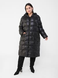 Black - Fully Lined - Plus Size Overcoat