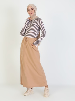 Beige - Biscuit - Unlined - Cotton - Skirt - Bwest