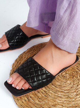 Black - Sandal - Slippers - ASKA SHOES