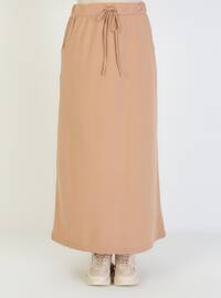 Beige - Biscuit - Unlined - Cotton - Skirt