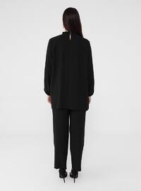 Black - Crew neck - Unlined - Plus Size Suit