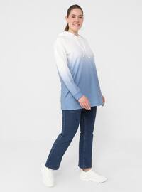 Blue - Cotton - Plus Size Tunic