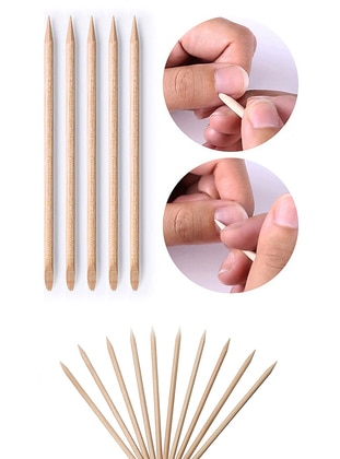 Portakal 100 pcs Cuticle Pusher Remover Pedicure Manicure Nail Polish Art Dotting - Beige - Xolo