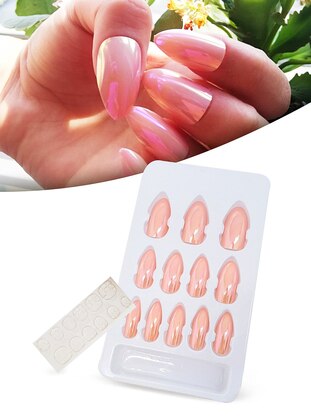 False Nails Reflective Salmon Metallic Cuttable Adjustable Self Adhesive XL785 - Xolo