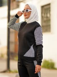 Black - Houndstooth - Knit Suits
